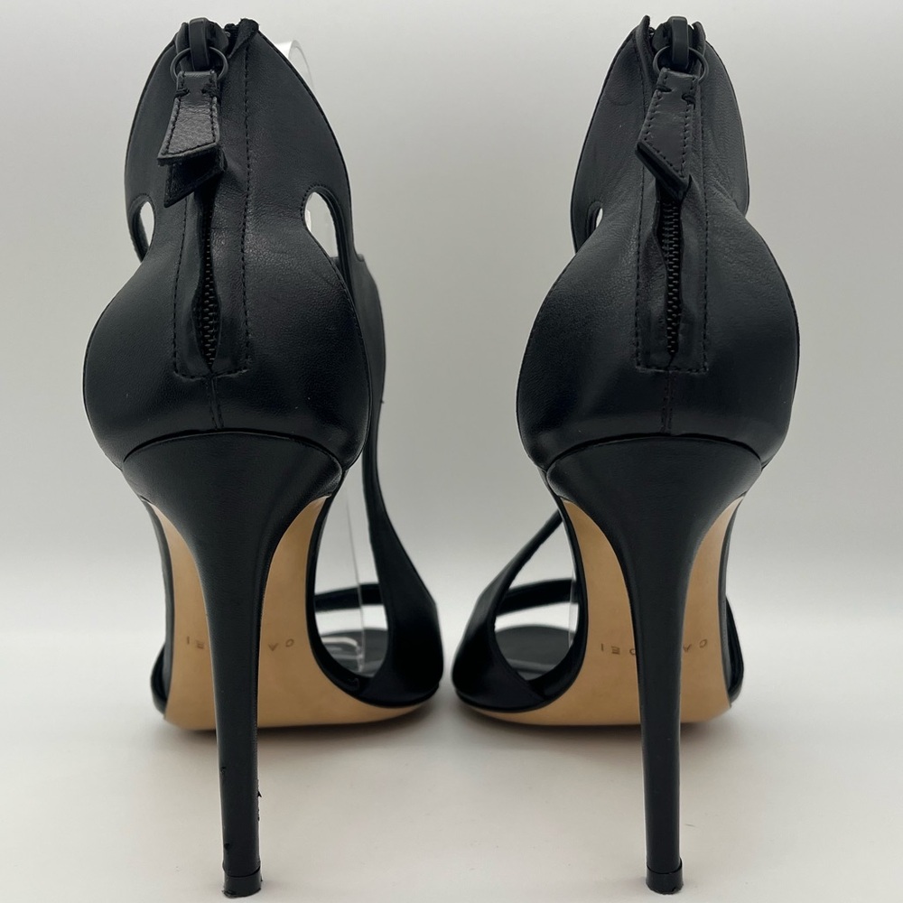 Casadei - Black Nappa Leather Open Toe Heels - Cut Out Design & Zipper Closure - Picture 5 of 11